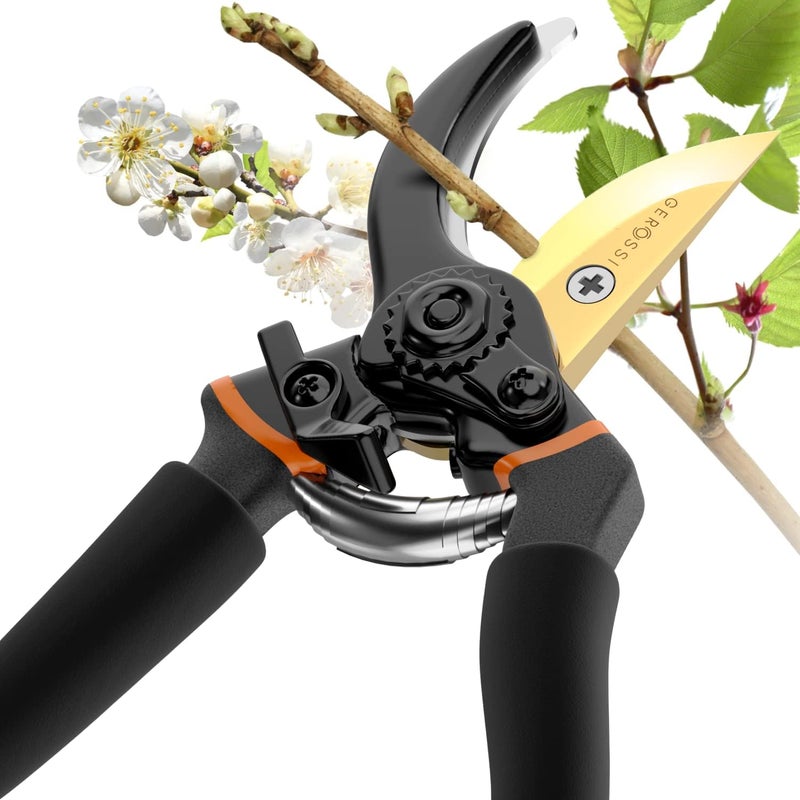 GEROSSI Premium Bypass Pruning Shears for your Garden - Heavy-Duty, Ultra Sharp Pruners w/Soft Cushion Grip Handle Made with Japanese Grade High Carbon Steel - Perfectly Cutting Through Anything in Your Yard - Image 3